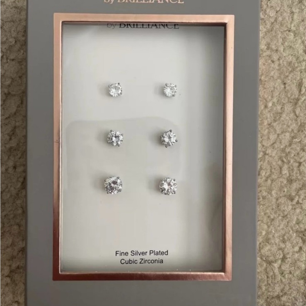 Silver Cubic Zirconia Earring Set